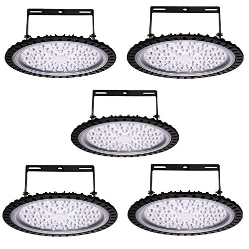 200W 5pc UFO LED High Bay Light lamp Factory Warehouse Industrial Lighting 20000 Lumen 6000-6500K IP54 Warehouse LED Lights- High Bay LED Lights- Commercial Bay Lighting for Garage Factory Workshop