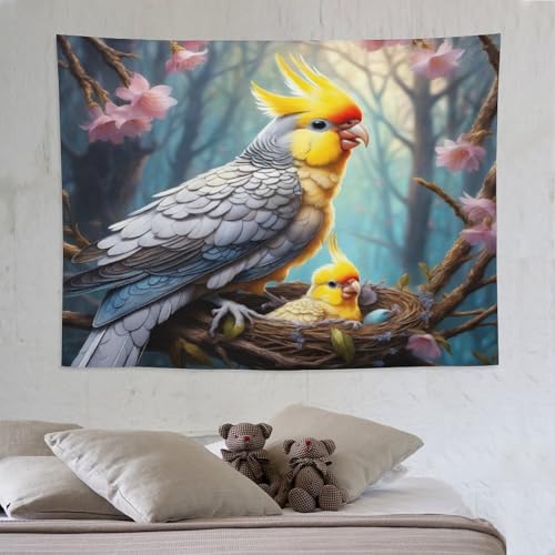 Tapisserie de sceau perroquet 3D haut de gamme en tissu esthetique pour grand mur