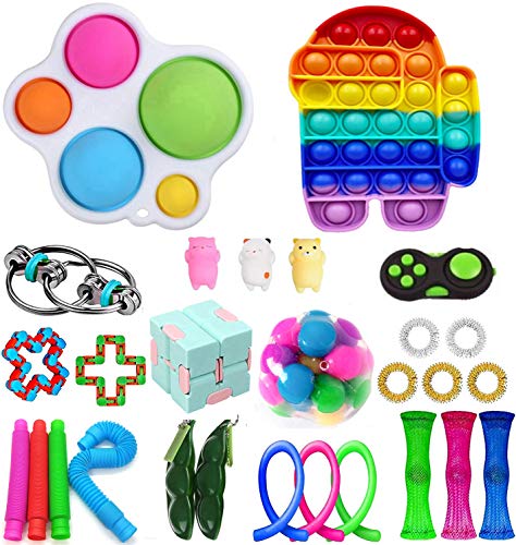 Sensory Fidget Toys Set, 28 Pcs Relieves Stress and Anxiety Sensory Hand Toys Kits for ADD, OCD, Autistic Children and Adults, Safe Non-Toxic Child Toys for Classroom Reward (Astronaut)
