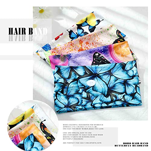 Olbye HB-53 Wide Boho Headbands Headwrap Butterfly Stretch Button Hair Bands Bandana Yoga Running Athletic Turban Head Bands Head Scarfs Hair Accessories thumb #1