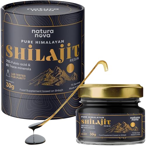NaturaNova Pure Himalayan Shilajit Resin - 100% Natural | Clinically Studied Shilajit | 70 Servings for Energy Boost Immune Support 75%+ Fulvic Acid | Ayurvedic Supplement with 80+ Trace Minerals