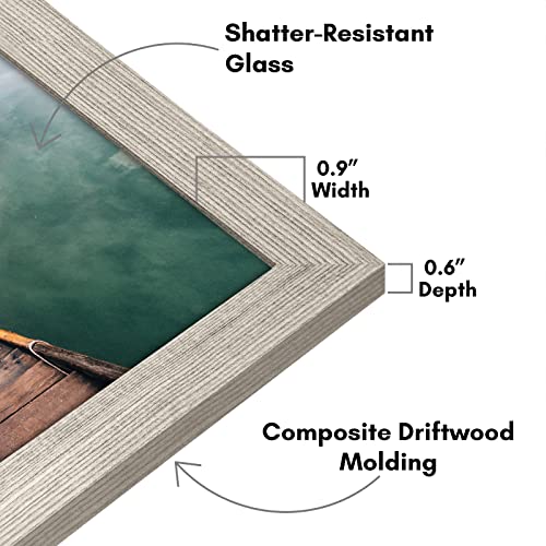 Americanflat MW1218DWOOD 12X18 Poster Frame With Shatter-Resistant Glass - Gallery Style Frame With Engineered Wood - Signature Collection - Photo Frame For Wall Display - Driftwood thumb #2