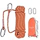 LZ.MZXU Kletterseil 10M 10mm Seil Kletterseil Outdoor Sicherheitsseil Rettungsseil Fallschirm-Seil Nylon Seil mit 2 karabiner für Camping Bergsteigen Outdoor Abenteuer Feuerleiter (Orange)