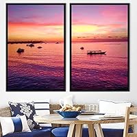 2 Piece Framed Canvas Wall Art Sunset Canvas Prints Home Artwork Decoration for Living Room,Bedroom - 16