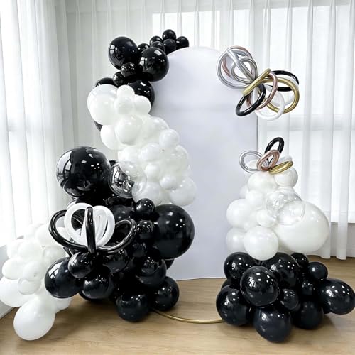 Arche de ballons noir et blanc pour anniversaire et décoration de salle moderne