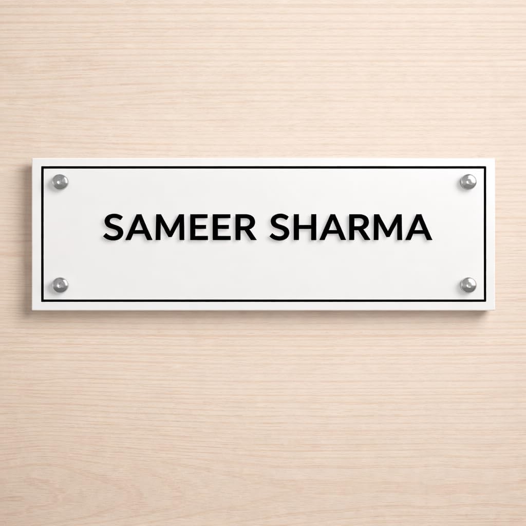 Custom Golden Acrylic Name Plate with Ganesha | Personalized House Nameplate with Name & Flat Number | Premium Door Wall Name Sign for Home Entrance 6 x 12 inch (Golden Mirror & Black) — Amazon image 14
