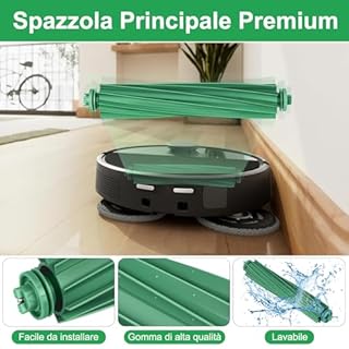 RUKHOOL 505 Accessori di Ricambi per iRobot Roomba Plus 505 Combo / 405 Combo / 507/506 /500/400 Ricambio 2 Spazzola Principale 4 Filtri 6 Spazzole Laterali 2 Panni Mocio 6 Sacchetti