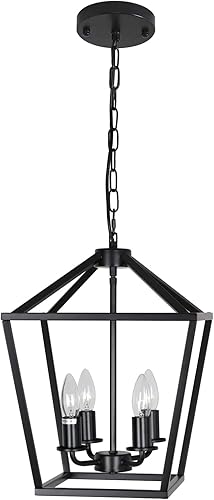 Miniatura 3 de Lámpara colgante de 4 luces, moderna lámpara industrial negra para isla de cocina, lámpara colgante de metal rústico de 12 pulgadas para comedor,