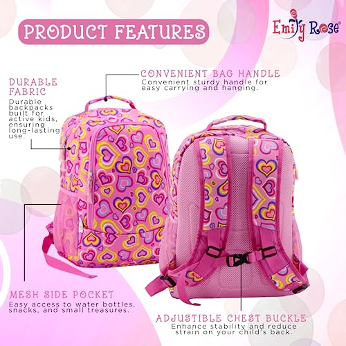 Emily Rose Kid's Backpack & Elementary School Supplies Bundle 16" Large Bookbag w/Padded Straps Includes Matching Spiral Notebooks, Folder and Pencils Set | Ideal for Kids 5-12 | USA Business4