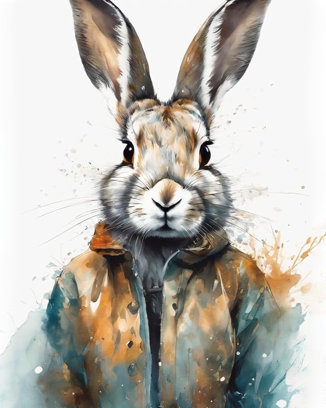 ZMHZMY Paint by Numbers Kit Digital Painting Hare Bunny Rabbit DIY Oil Painting Drawing Canvas with Brushes Art Decorations 40x50cm 40x50cm