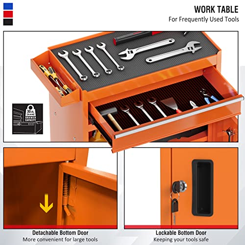 5-Drawer Rolling Tool Chest, Removable Tool Box With 4 Universal Wheels, Lockable Tool Large Storage Cabinet, Robust And Durable Tool Boxes For Garage And Repair Shop #TOP3