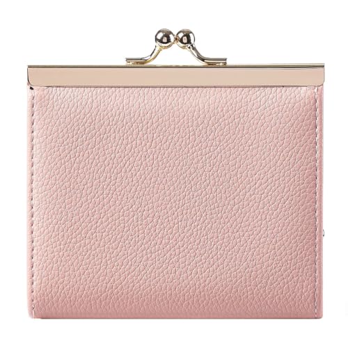 Image of GOIACII Kiss Lock Small Credit Card Holder Wallet for Women Pink