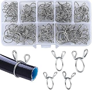 Kigniote 100Pcs Hose Spring Clamps, Fuel Line Hose Clips,Tube Spring Clips Clamp Assortment Kit for Water Pipe Air Hose Motorcycle Scooter (5-14mm)