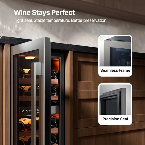 Image of Ca'Lefort 15-Inch Dual Zone Wine Fridge - 28 Bottles, 40-65F Temp Control Wine Cooler Glass Door, Adjustable Shelf, 3-LED Lighting, Built-In or Under Counter for Home Bar & Kitchen