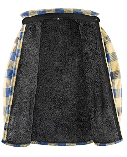 Image of Lisskolo Men's Warm Sherpa Flannel Shirt Jacket Heavy Fleece Lined Plaid Button Up Jackets