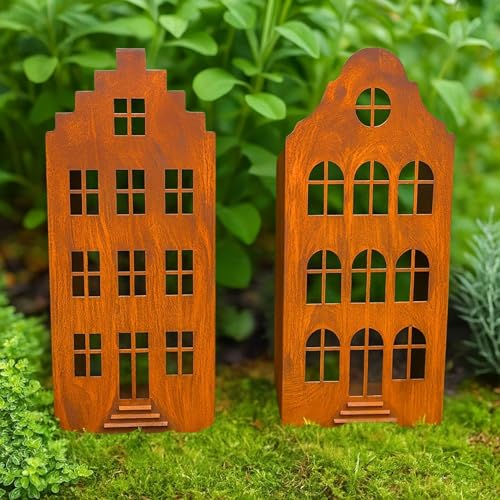 Storm's Gartenzaubereien Deko Haus in Rostoptik 2er Set zum Stellen...