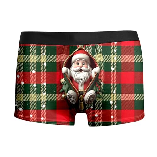 PAIDAXING Armeegrün Weihnachten Boxershorts Herren Weihnachts Shorts Christmas Motiv Boxershorts Männergeschenke Weihnachtsmann Kostüm Lustig...