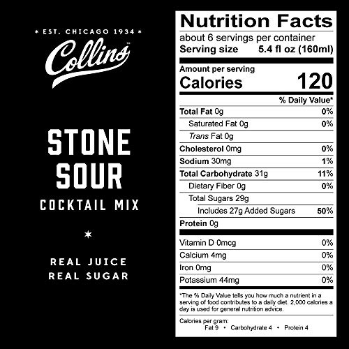 Collins Stone Sour Drink Mix | Made With Real Orange And Lemon Juice With Natural Flavors | Cocktail Recipe Ingredient For Sours, 32 Fl Oz #TOP6