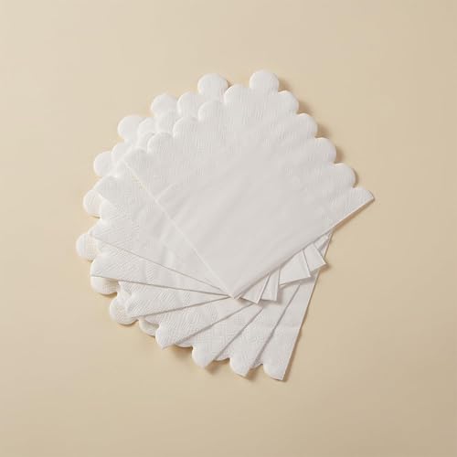Miniatura 96 de Paquete de 100 servilletas de cóctel de 2 capas con bordes festoneados plegadas de 5 x 5 pulgadas, servilletas desechables para cena, boda, fiesta