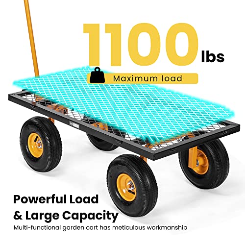 Vivohome Heavy Duty 880 Lbs Capacity Mesh Steel Garden Cart Folding Utility Wagon With Removable Sides And 4.10/3.50-4 Inch Wheels (Black) #TOP5