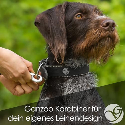 Ganzoo Karabiner-Haken mit Drehgelenk für Hunde-Leine, Wirbelkarabiner aus legiertem Stahl, Silber, 68 mm Länge, 16 mm Öse, 2er Set für Paracord 550, Gurtband, DIY, Schlüsselanhänger