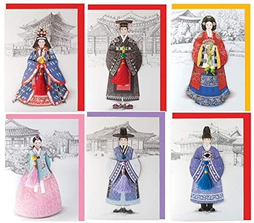 commercial Fromto Hanbok Korean Royal Dress Card Set of 6 Korean Hanbok Set souvenirs from korea