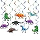 WERNNSAI Dinosaurier Party Wirbel Deko– 21 Stück Dinosaurier Party Dekorationen für Geburtstag Deckendekorationen für Kinder Jungen Thema Partyzubehör Glitzer Dekor Hängende Swirls