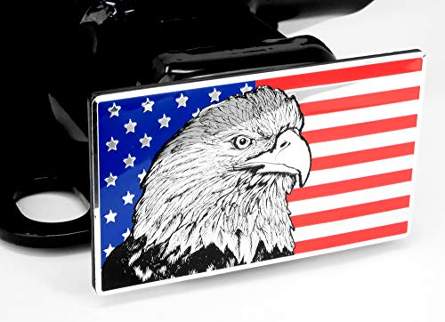 Everhitch Usa Eagle Flag Emblem Metal Trailer Hitch Cover (Fits 2" Receiver, Color Flag) #TOP1