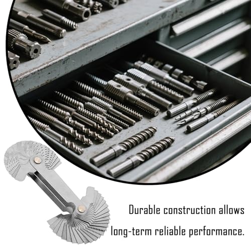 52 Blätter Gewindelehre Metrisch Zoll,Edelstahl Gewindelehren Gewindesteigungslehre,Gewindeschablone Feingewinde Messwerkzeug,Gewindelehre Metrisch 60 Grad,Messlehre,Radienlehre,Präzision Fühlerlehre