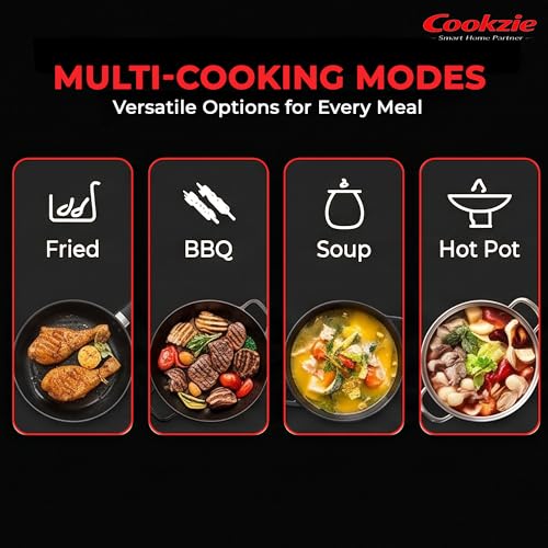 Image of 2200-Watt Inferno Infrared Cooktop Glossy With Grill | Digital Display, Touch Control, 4 Preset Functions, Portable Electric Induction for All Utensils | 1 Year Warranty, Black