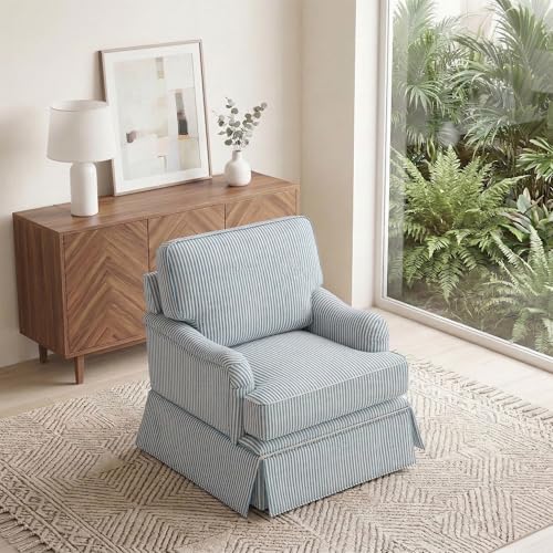 Sillón giratorio chenille azul miniatura 4
