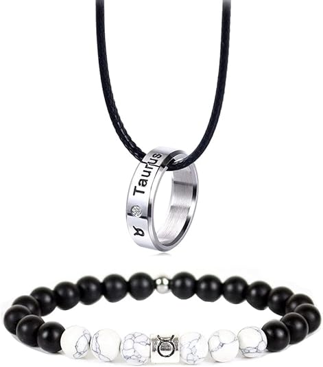 12 Zodiac Constellations Necklace Bracelet Horoscope Constellation Beaded Bracelet Necklace for Women Men 2Pcs Set Jewelry