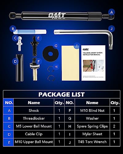 Image of Orion Motor Tech Truck Tailgate Assist, Pickup Tailgate Lift Assist Kit Compatible with 2002 to 2008 RAM 1500 2003 to 2009 RAM 2500 3500, Heavy Duty Tailgate Shock Absorber Tailgate Damper