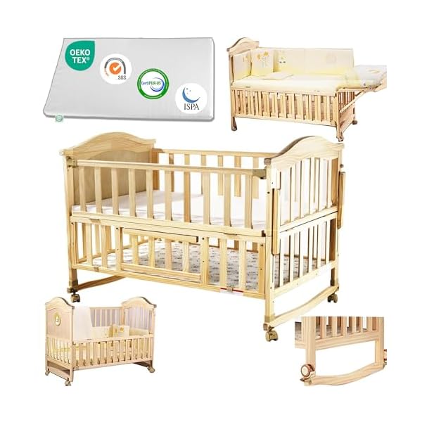 Portable mini baby crib 4 in 1 convertible with memory foam mattress38 by24 includedcunas para bebes 2025 natural wood small crib with foldable storage baby playpen bedside sleeper beds  urban country home decor