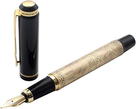 Gullor Fountain Pen 507 Medium Pen, Vintage Emboss Design with Horses