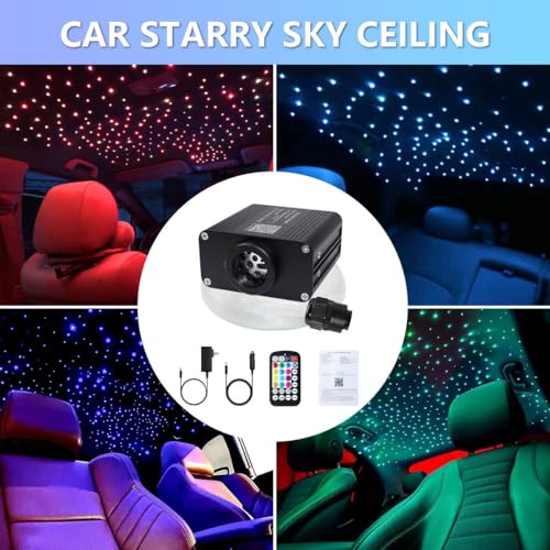 Image of 16W Car Home Starlight Headliner Kit, Twinkle & Sound Activate RGBW Fiber Optic Lights with APP & Remote Control, Star Lights for Ceiling Decoration, 650 pcs 9.8ft