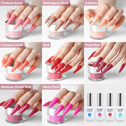 Lavender Violets Dip Pulver 13 Pcs 14g/Glas Dipping Powder System Nagel Starter Kit Acryl Puder Nail Farbe für Maniküre… – Bild 3