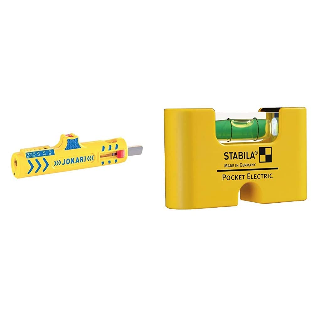 Hesse Super-Entmanteler Jokari für Kabel 8-13 mm, 460238.0 & STABILA Wasserwaage Pocket Electric, 7 cm, mit Seltenerd-Magnetsystem