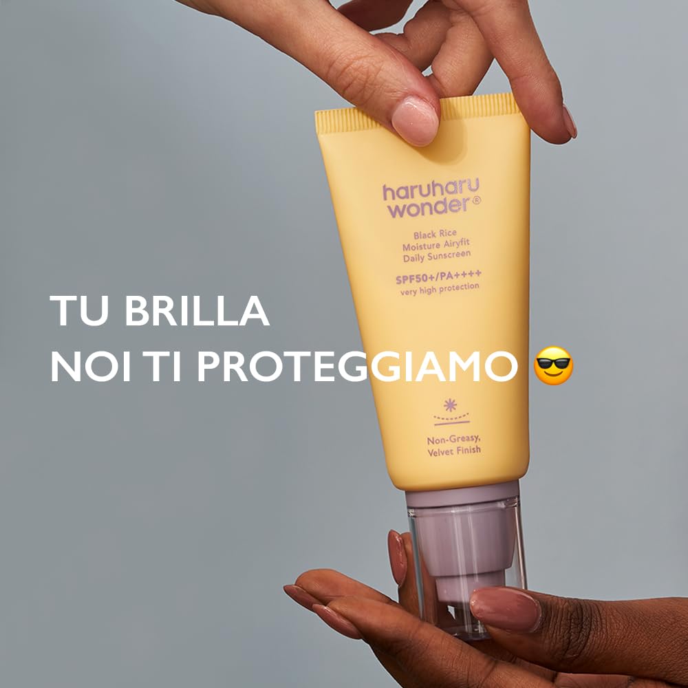 haruharu wonder Black Rice Moisture Airyfit Daily Sunscreen, Effetto Setoso, Non-grasso, Senza residui bianchi, 50ml