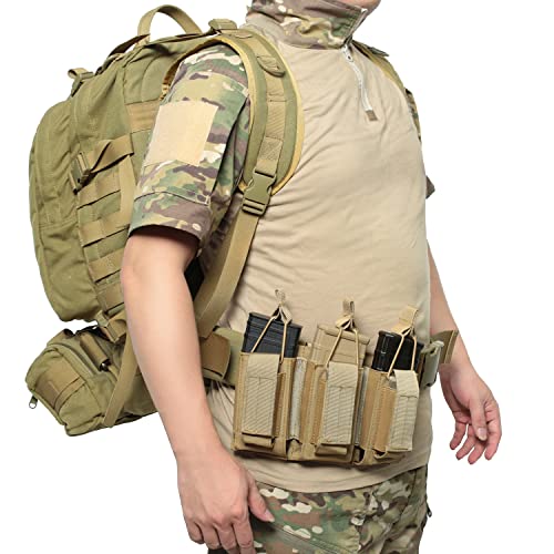 Molle Mag Pouch Open Top Triple Magazine Pouch Holder For M4 M16 Ak Ar Glock M1911 92F 9Mm Kangaroo Rifle Magazines And Pistol Mag Pouch (Triple-Tan) #TOP5