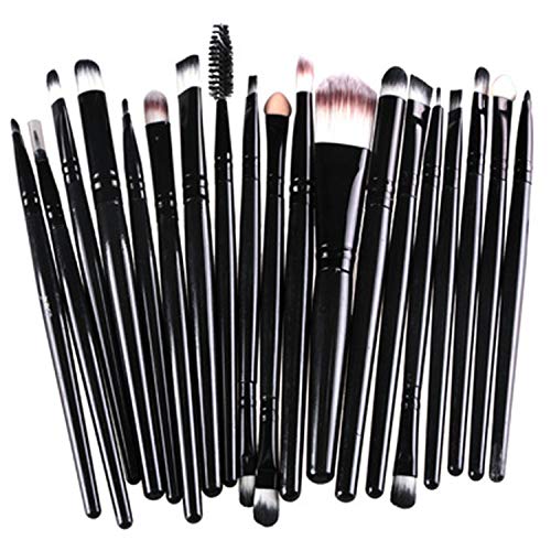 20pcs Makeup Brushes Set Eye Shadow Foundation Powder Eyeliner Eyelash Lip Make Up Brush Cosmetic Beauty Tool Kit (BLACK)