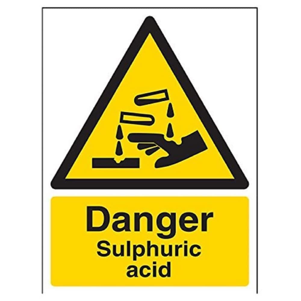 V Safety Danger Sulphuric Acid Warning Sign - 150mm x 200mm - 1mm Rigid Plastic