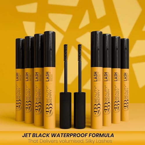 Image of Beauty Berry Lash Waterproof Mascara for Women - Jet Black Volumizing & Lengthening Mascara | Smudge Proof Non-Clumping Curling Formula for Silky Defined Lashes