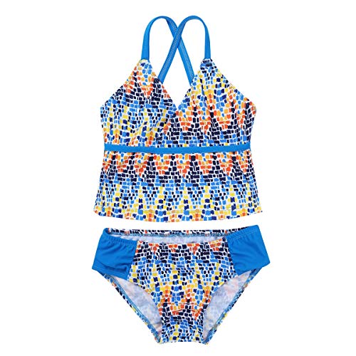 iiniim Big Girls Youth Two Piece Tie-Dye Tankini Swimsuit Bathing Suit Halter Top with Boyshort/Swim Briefs3