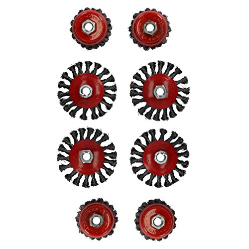 Brosse conique pour meuleuse coudé 4.5 en lot de 8 pièces torsion antirouille