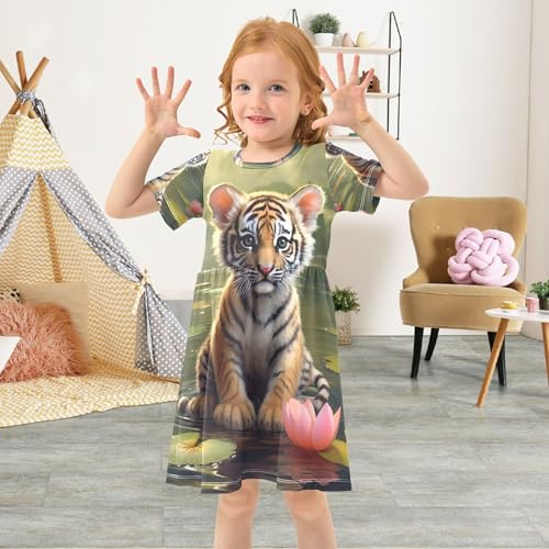 Tiger Cub Lily Floral Toddler Girls' Dresses Summer Short Cute Beach Dress Little Girl 2t4