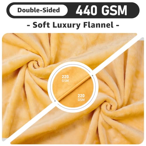 Image of LOOBANI Waterproof Blanket for Bed, Flannel Twin Size 60 inchx80 inch, Yellow | Double-Side Leak-Proof, Reversible, Stain-Proof Cover for Sofa Bed Protection, Ideal for Rest Movie Time, Camping, Travel