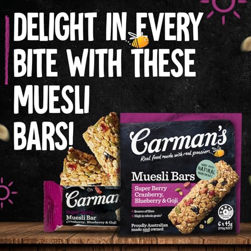 Image of Carman's Bar Traditional Super Berry 270g | Baked Muesli Bar with Mixed Berries & Whole Grains | High Fibre Snack
