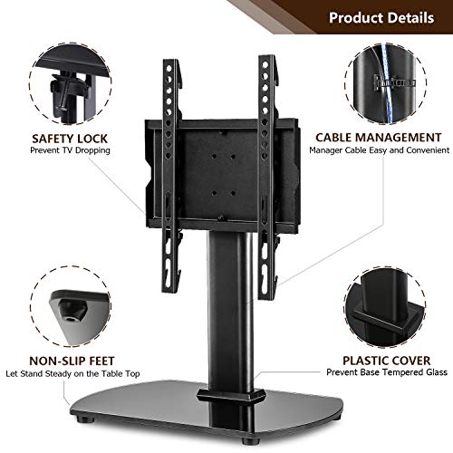 Tavr Universal Table Top Tv Stand For 20 To 43 Inch Plasma Lcd Led Oled Flat Or Curved Screen Tvs With ±30 Degrees Swivel Height Adjustable Mount,Vesa 200Mmx300Mm #TOP4