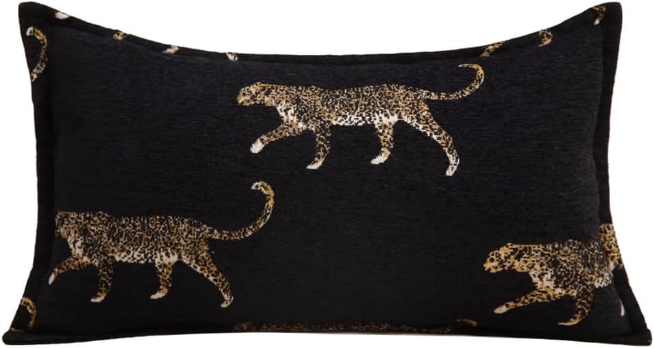 vctops Luxury Tiger Jacquard Throw Pillow Cover Soft Velvet Animal Pattern Decorative Cushion Cover Modern Square Accent Pillowcase for Couch Bedroom Living Room (Type B,18"x18")